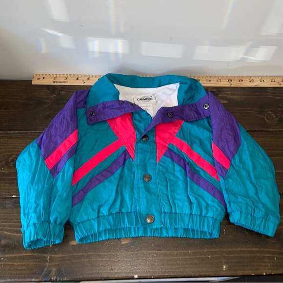 90s Kids multi coloured jacket Fleece Lined Windbreaker Jacket unisex b3 - Picture 3 of 9